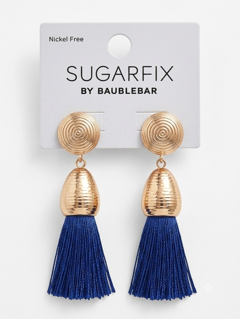 BaubleBar Gold and Cobalt Blue Tassel Drop Earrings - Picture 4 of 5